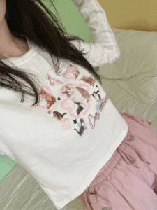 Pink Cat 핑크캣 긴팔티 러블리힙 핑크 하이틴 y2k 레트로 티셔츠